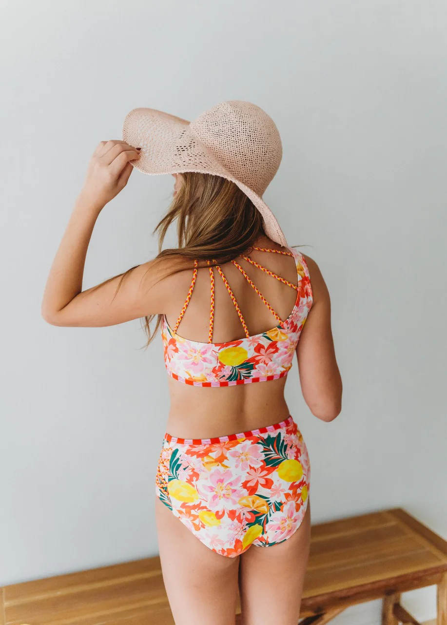 Two Piece Swimsuit | Luau Pink Hibiscus - Image 2
