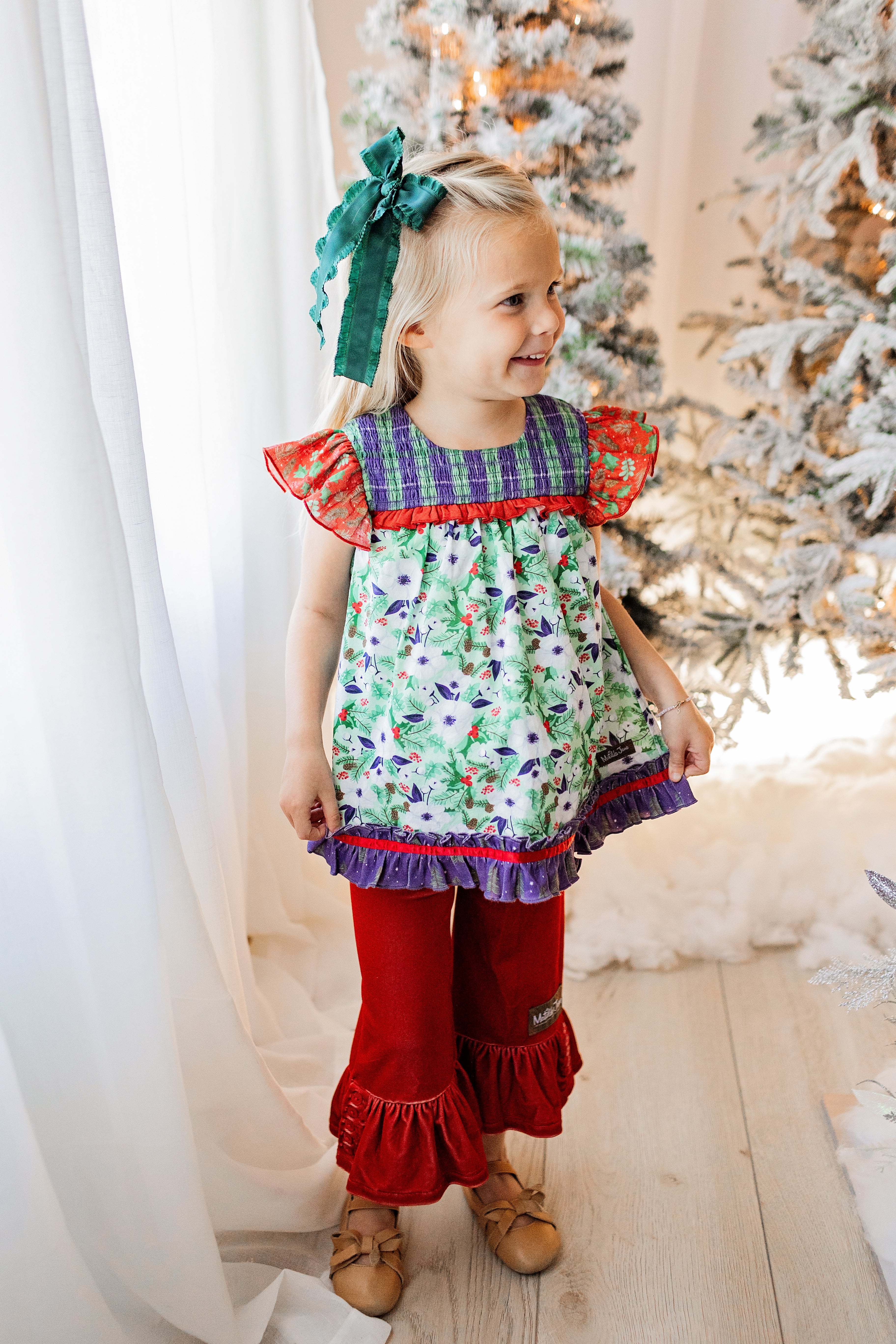 Cherry Cheer Velvet Big Ruffles - Image 2