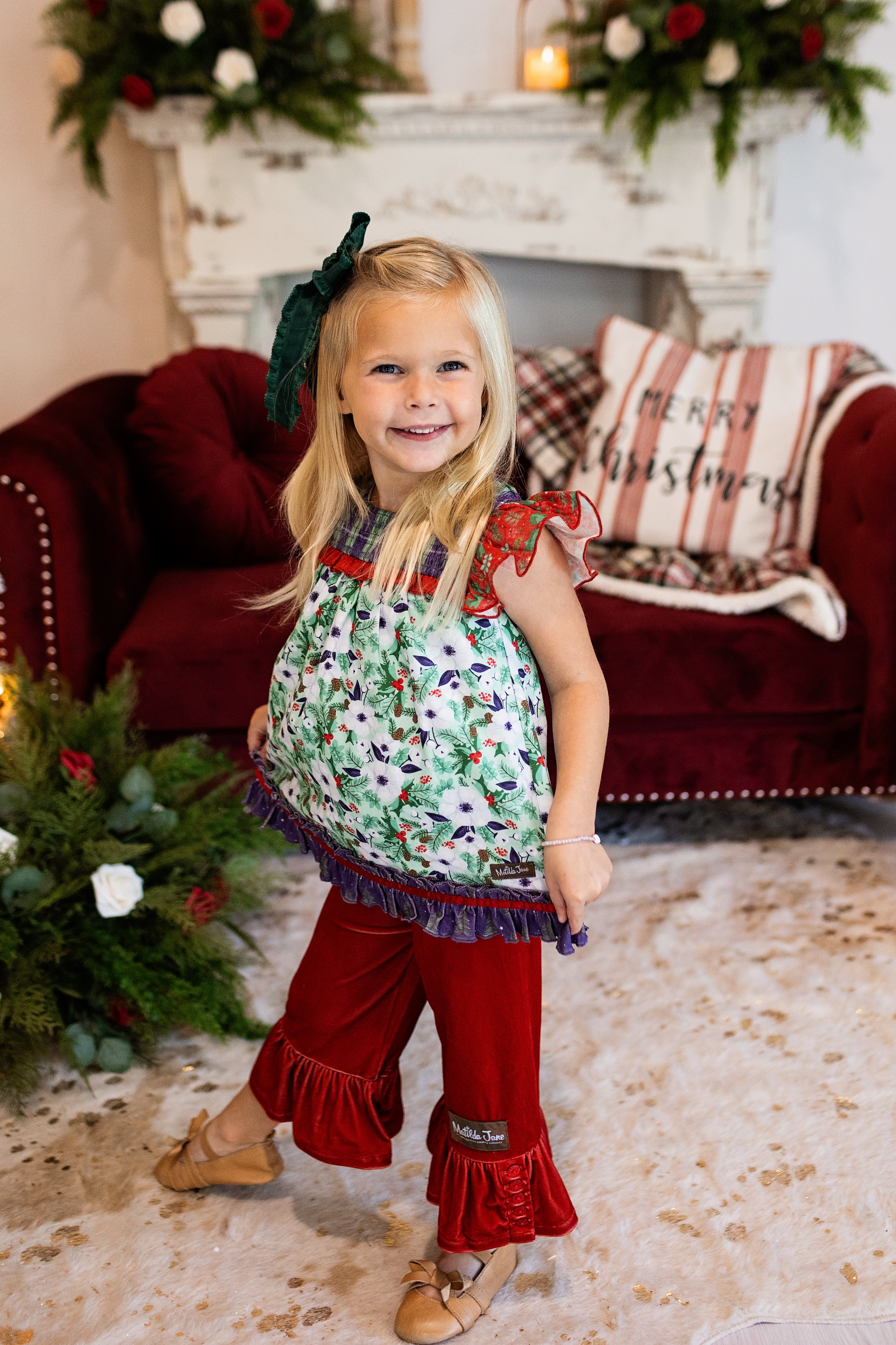 Cherry Cheer Velvet Big Ruffles - Image 4