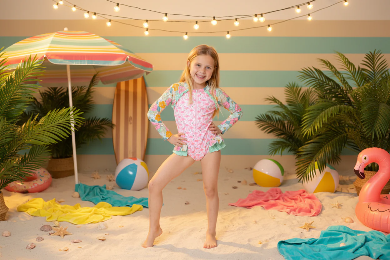 Rash Guard Swimsuit | Flamingo Fiesta - Image 14