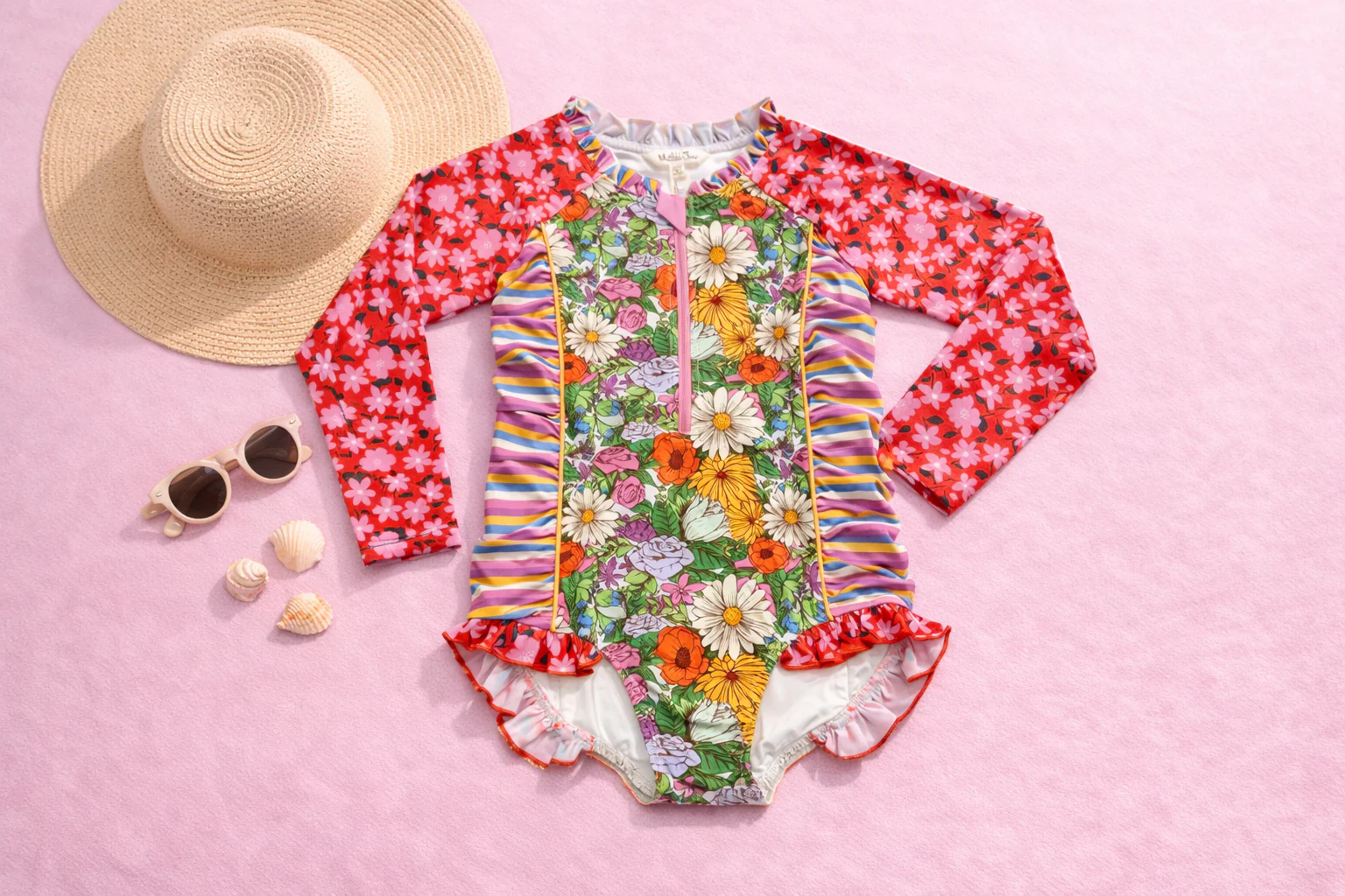 Rash Guard Swimsuit - Long Sleeve | Flower Power - Image 4