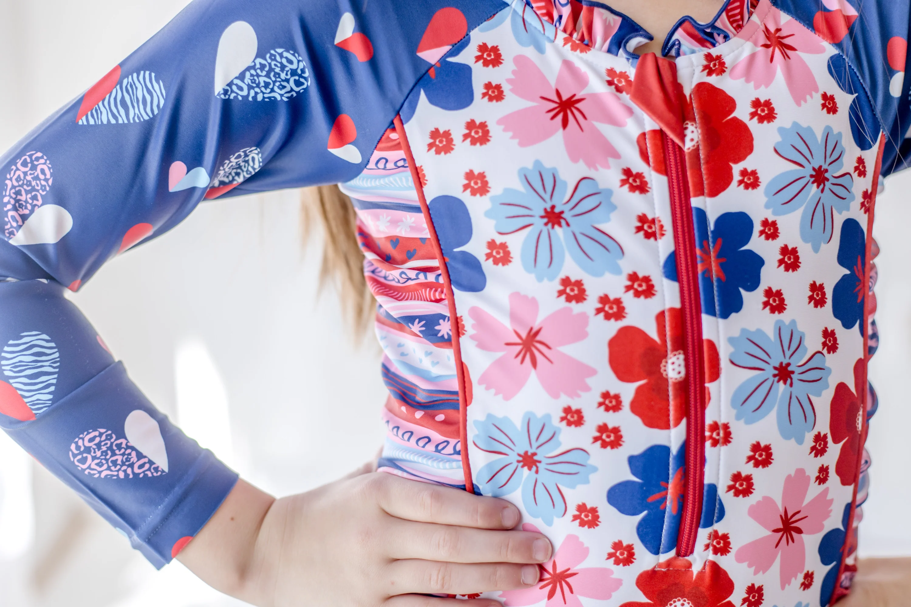 Rash Guard Swimsuit - Long Sleeve | Red, White, & Blueberry Adventures - Image 8